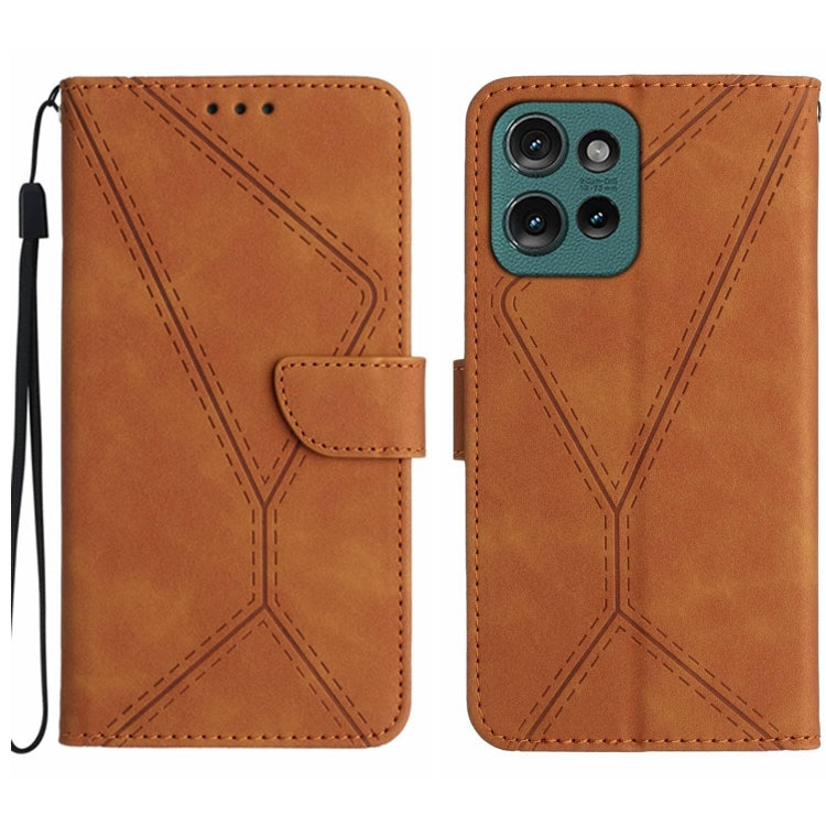 Custodia per telefono in pelle goffrata con cuciture, For Motorola Moto G45 5G, For Motorola Edge 50 5G, For Motorola Edge 50 Neo, For Motorola Moto E14