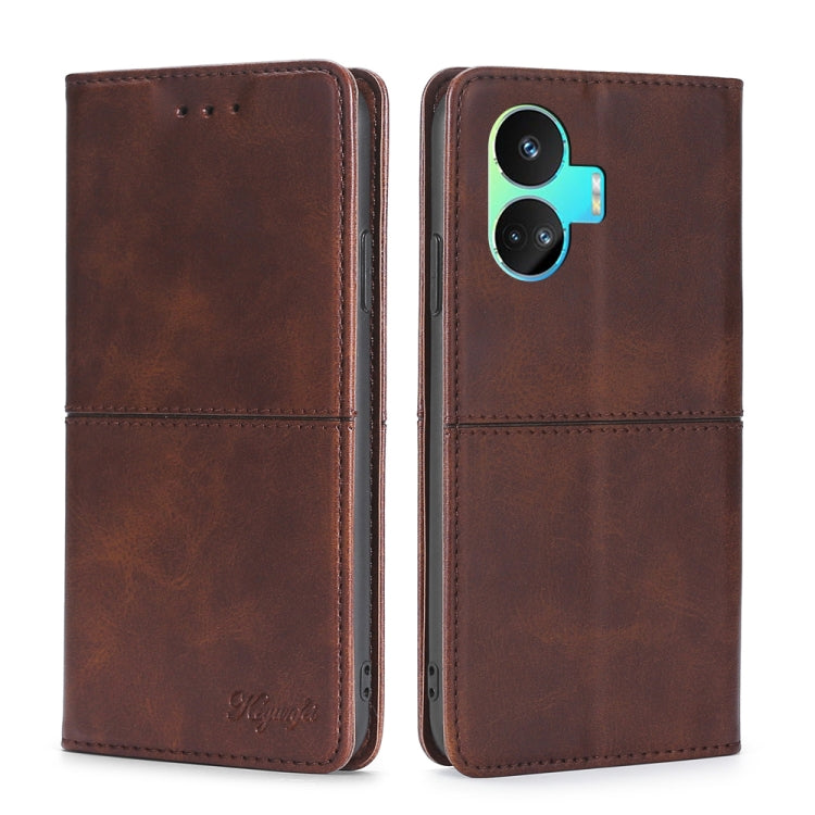 Custodia per telefono in pelle magnetica con trama di mucca, For Realme GT Neo5 SE