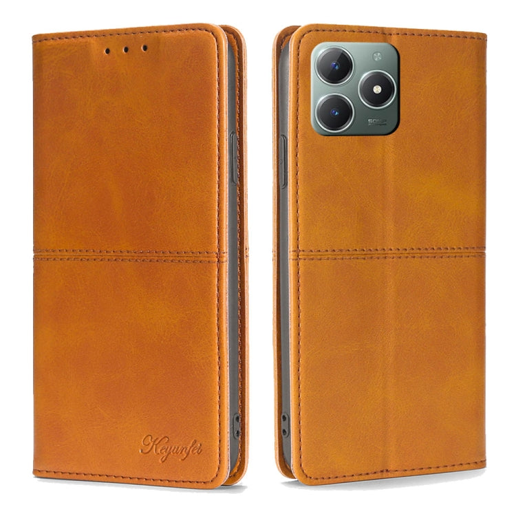 Custodia per telefono in pelle magnetica con trama di mucca, For Realme 14 5G Global, For Realme P3 Ultra 5G, For Realme P3 Pro 5G Global, For Realme C61 4G