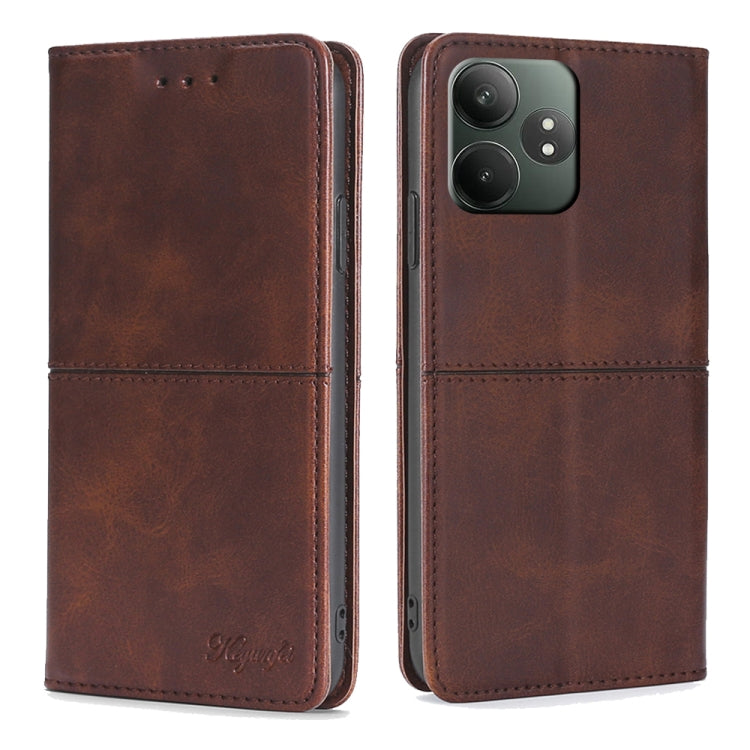 Custodia per telefono in pelle magnetica con trama di mucca, For Realme GT Neo6 SE, For Realme 12 5G, For Realme 12+ 5G, For Realme 12 Pro 5G