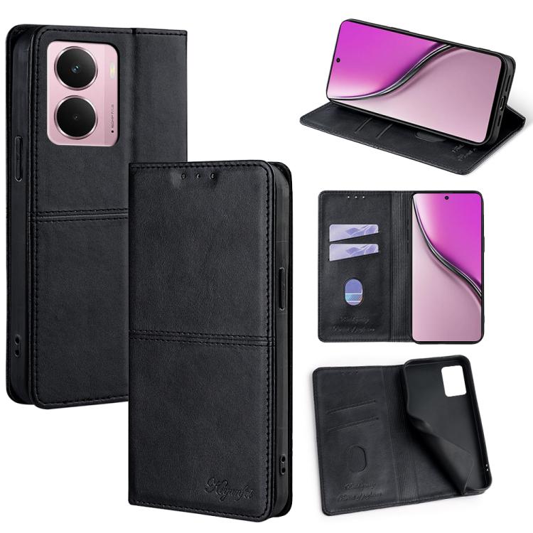 Custodia per telefono in pelle magnetica con trama di mucca, For Realme 14 5G Global, For Realme P3 Ultra 5G, For Realme P3 Pro 5G Global, For Realme C61 4G