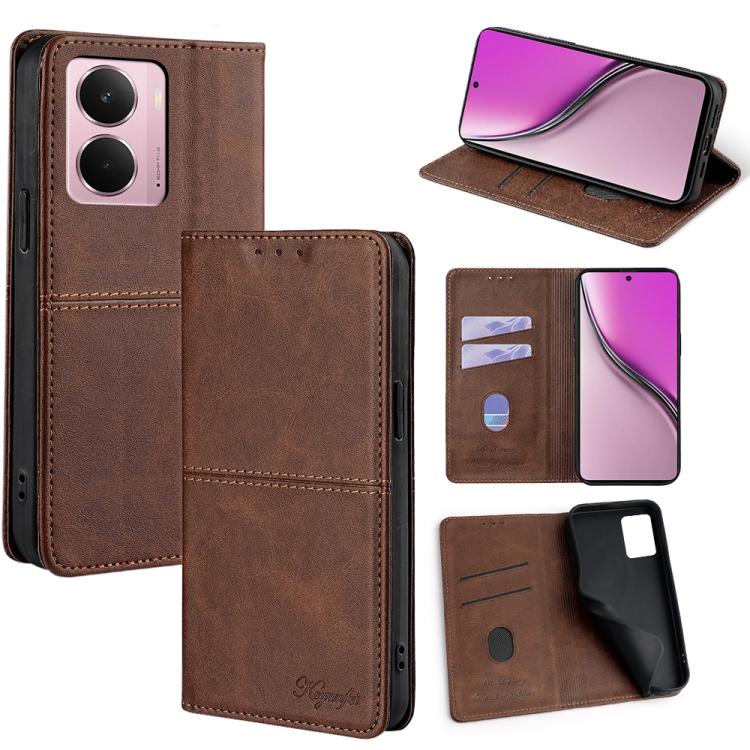Custodia per telefono in pelle magnetica con trama di mucca, For Realme 14 5G Global, For Realme P3 Ultra 5G, For Realme P3 Pro 5G Global, For Realme C61 4G