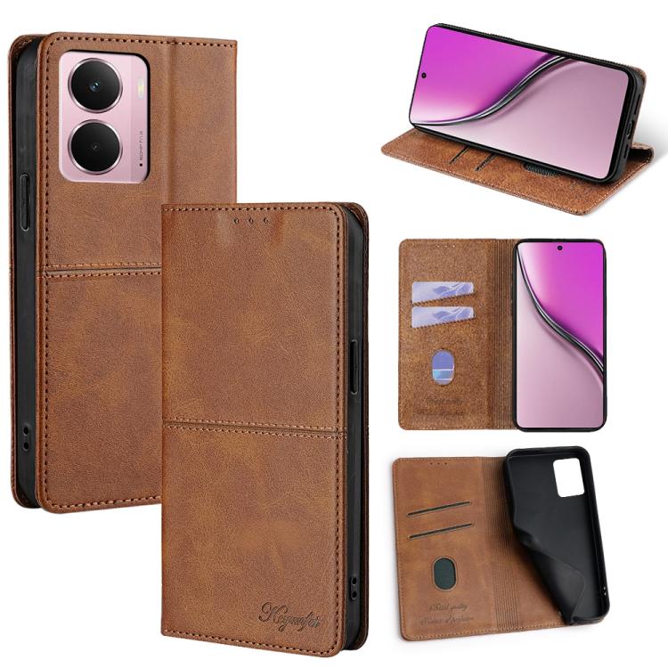 Custodia per telefono in pelle magnetica con trama di mucca, For Realme 14 5G Global, For Realme P3 Ultra 5G, For Realme P3 Pro 5G Global, For Realme C61 4G