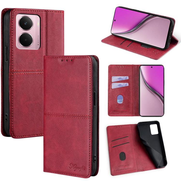 Custodia per telefono in pelle magnetica con trama di mucca, For Realme 14 5G Global, For Realme P3 Ultra 5G, For Realme P3 Pro 5G Global, For Realme C61 4G