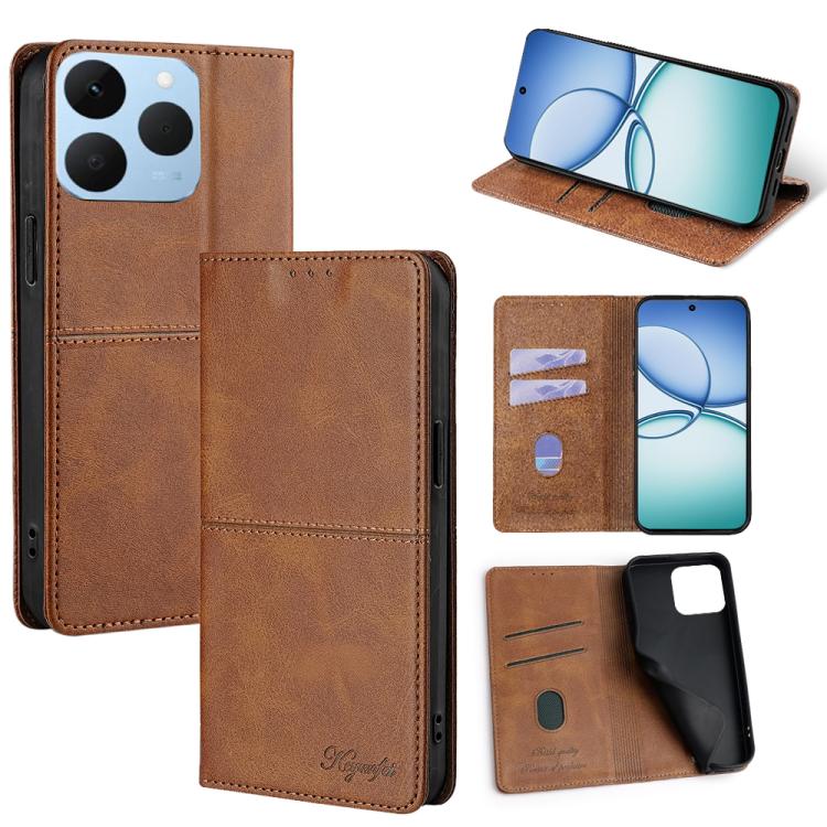 Custodia per telefono in pelle magnetica con trama di mucca, For Realme C85 Pro 4G, For Realme 15T 5G Global, For Realme C71 4G, For Realme GT 7 Global