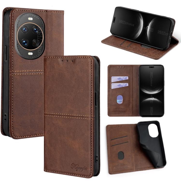 Custodia per telefono in pelle magnetica con trama di mucca, For Huawei nova 14 Ultra 5G, For Huawei nova 14 Pro 5G, For Huawei nova 14 5G, For Huawei Pura 70 Pro / 70 Pro+ 5G