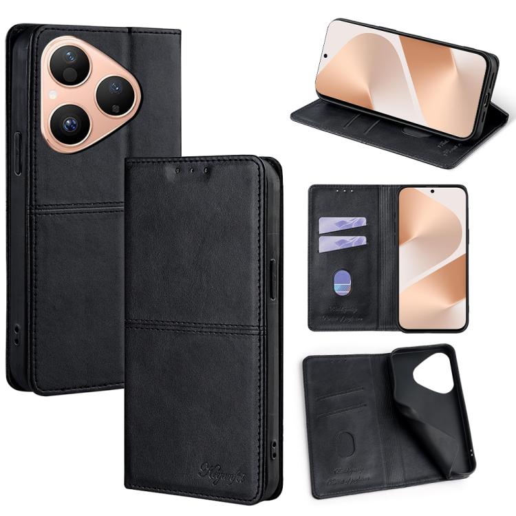 Custodia per telefono in pelle magnetica con trama di mucca, For Huawei Enjoy 90 Pro Max 5G, For Huawei Enjoy 90 Plus 5G, For Huawei Maimang 40 5G, For Huawei Pura 80 5G