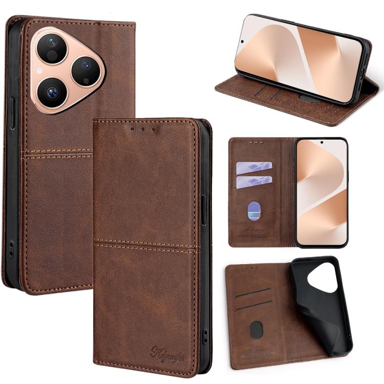 Custodia per telefono in pelle magnetica con trama di mucca, For Huawei Enjoy 90 Pro Max 5G, For Huawei Enjoy 90 Plus 5G, For Huawei Maimang 40 5G, For Huawei Pura 80 5G