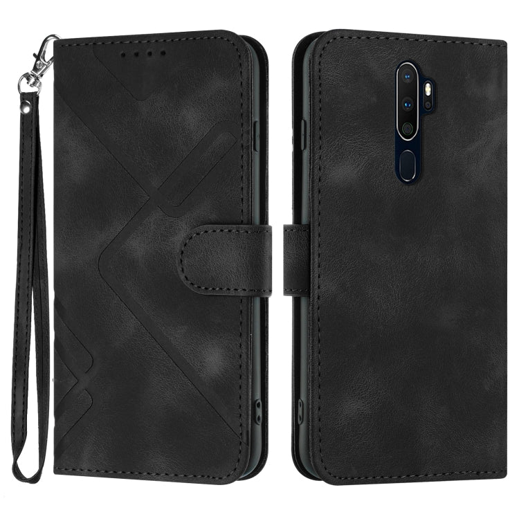 Custodia per cellulare in pelle con motivo a linea, For OPPO A52 / A72 / A92, For OPPO A9 2020/A5 2020