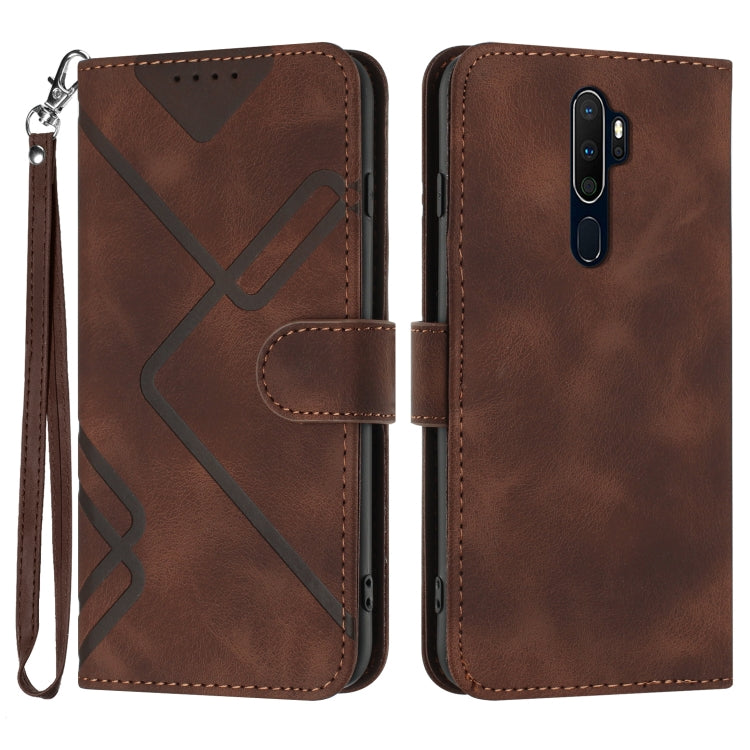 Custodia per cellulare in pelle con motivo a linea, For OPPO A52 / A72 / A92, For OPPO A9 2020/A5 2020