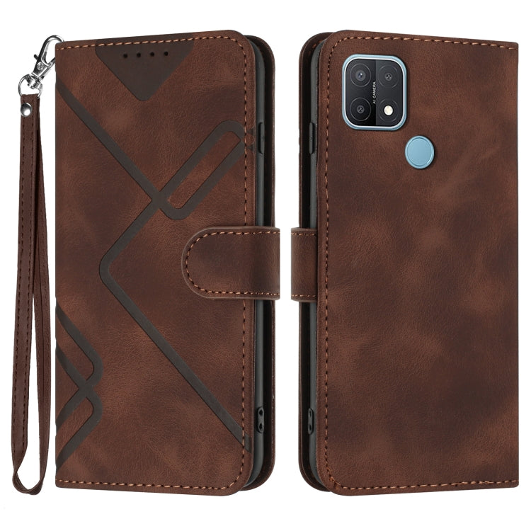 Custodia per cellulare in pelle con motivo a linea, For OPPO A74 5G/A93 5G/A54 5G, For OPPO Reno5 4G / 5G / Find X3 Lite, For OPPO A15 / A15s, For OPPO A53s / A32 / A53