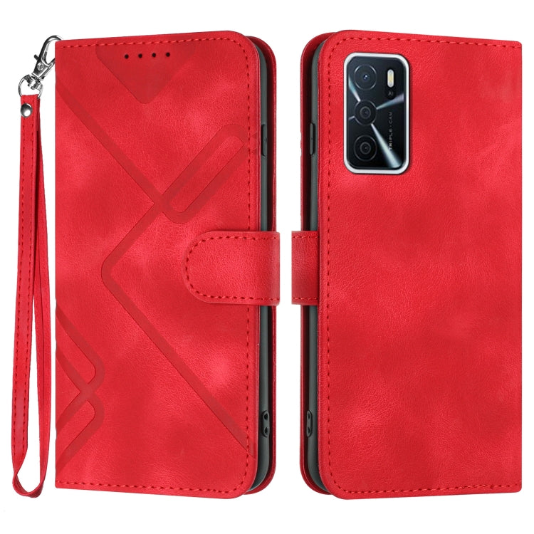 Custodia per cellulare in pelle con motivo a linea, For OPPO A16 4G/A55 5G/A53s 5G, For OPPO Reno6 Pro+ 5G, For OPPO A94 4G/A95 5G/Reno5 Z, For OPPO A94 5G/F19 Pro/F19 Pro+ 5G