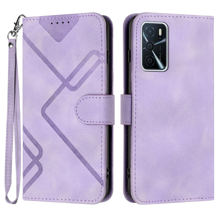 Custodia per cellulare in pelle con motivo a linea, For OPPO A16 4G/A55 5G/A53s 5G, For OPPO Reno6 Pro+ 5G, For OPPO A94 4G/A95 5G/Reno5 Z, For OPPO A94 5G/F19 Pro/F19 Pro+ 5G