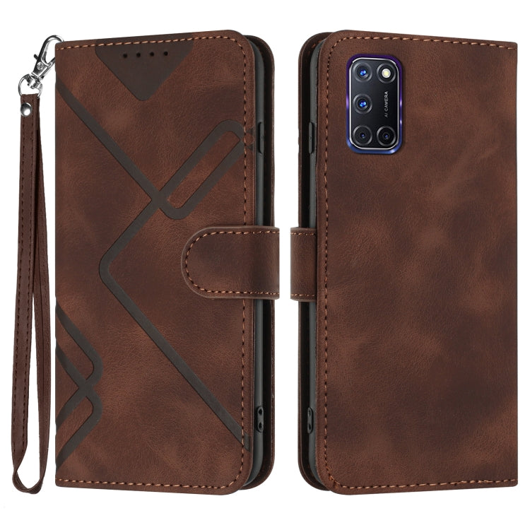 Custodia per cellulare in pelle con motivo a linea, For OPPO A52 / A72 / A92, For OPPO A9 2020/A5 2020