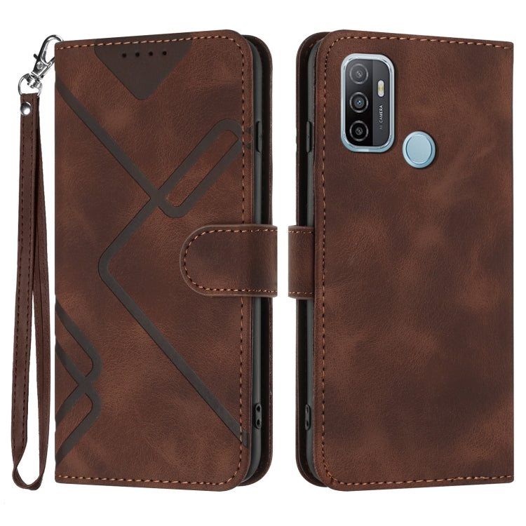 Custodia per cellulare in pelle con motivo a linea, For OPPO A74 5G/A93 5G/A54 5G, For OPPO Reno5 4G / 5G / Find X3 Lite, For OPPO A15 / A15s, For OPPO A53s / A32 / A53