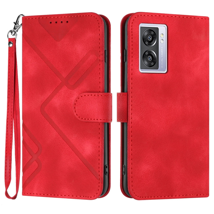 Custodia per cellulare in pelle con motivo a linea, For OPPO A57e 4G Global/A57s 4G Global, For OPPO A57s 4G/A77 5G/A57 5G, For OPPO A57 5G/A77 5G/A57 4G Global, For OPPO Reno8 Pro 5G/Reno8 Pro+ 5G