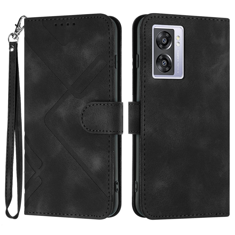 Custodia per cellulare in pelle con motivo a linea, For OPPO A57e 4G Global/A57s 4G Global, For OPPO A57s 4G/A77 5G/A57 5G, For OPPO A57 5G/A77 5G/A57 4G Global, For OPPO Reno8 Pro 5G/Reno8 Pro+ 5G