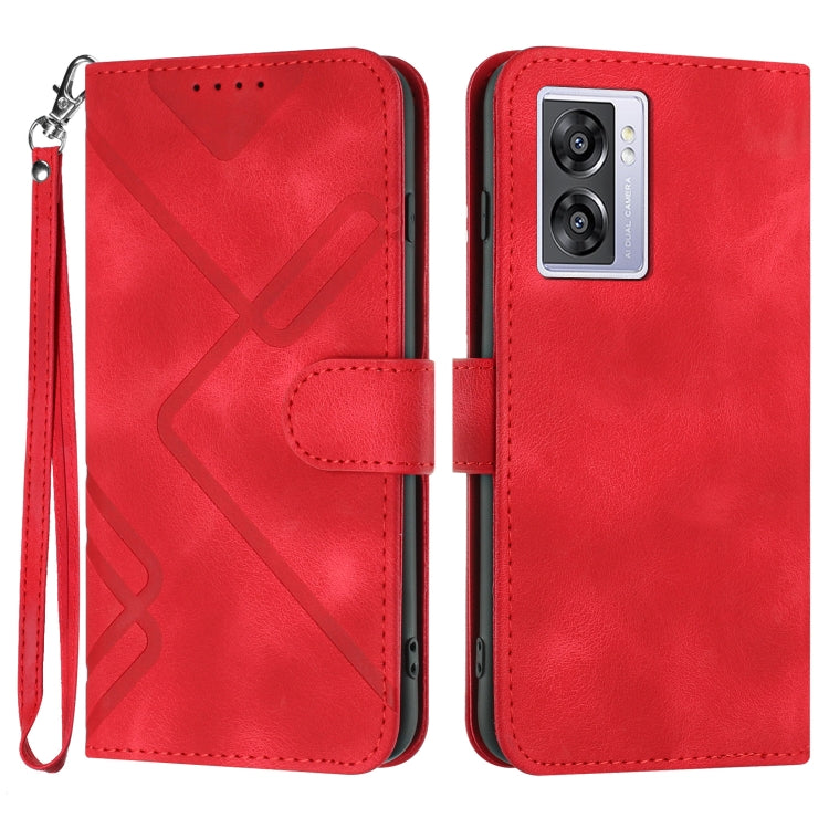 Custodia per cellulare in pelle con motivo a linea, For OPPO A1 Pro / Reno8 T 5G Global, For OPPO A77 4G Global, For OPPO A98 5G, For OPPO A17