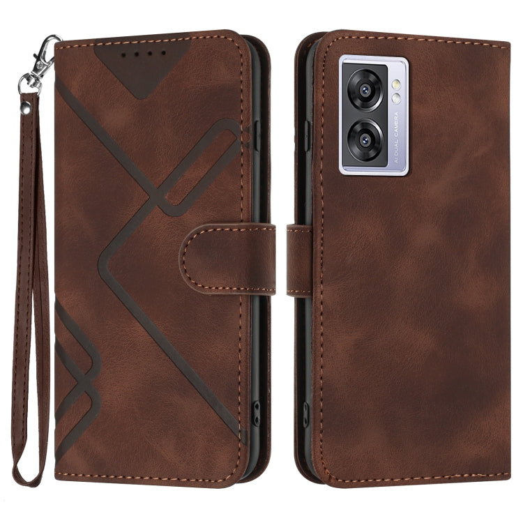 Custodia per cellulare in pelle con motivo a linea, For OPPO A1 Pro / Reno8 T 5G Global, For OPPO A77 4G Global, For OPPO A98 5G, For OPPO A17