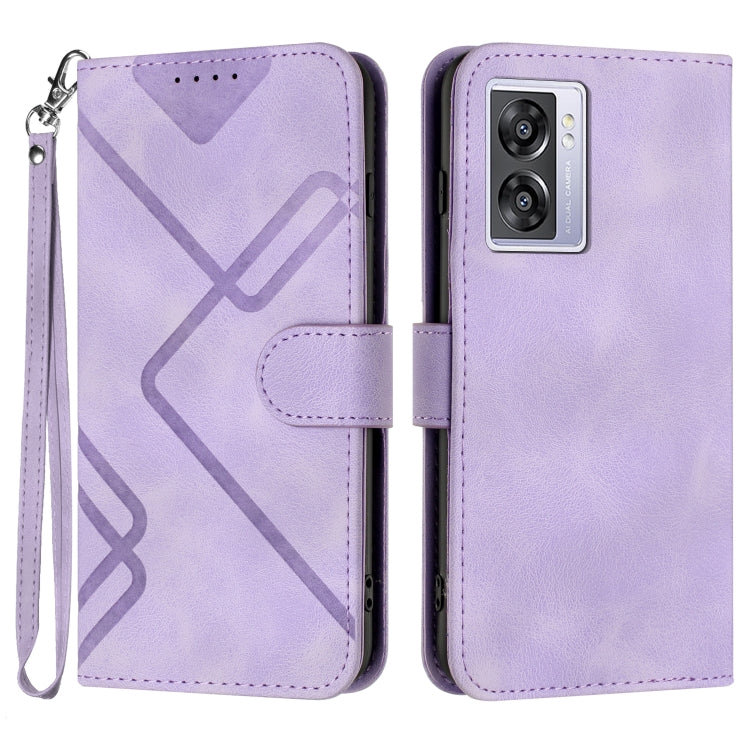 Custodia per cellulare in pelle con motivo a linea, For OPPO A1 Pro / Reno8 T 5G Global, For OPPO A77 4G Global, For OPPO A98 5G, For OPPO A17