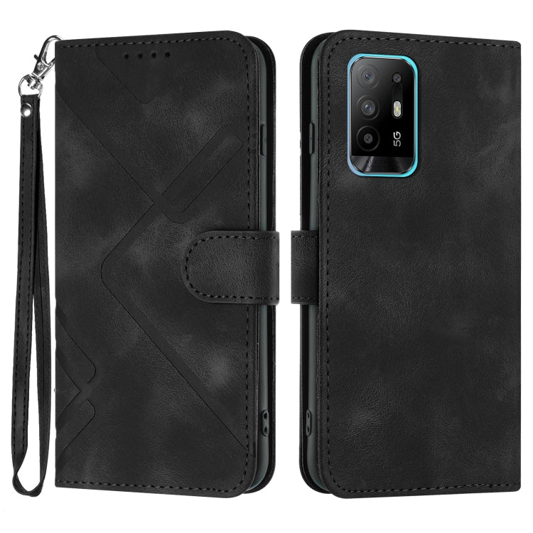 Custodia per cellulare in pelle con motivo a linea, For OPPO A16 4G/A55 5G/A53s 5G, For OPPO Reno6 Pro+ 5G, For OPPO A94 4G/A95 5G/Reno5 Z, For OPPO A94 5G/F19 Pro/F19 Pro+ 5G