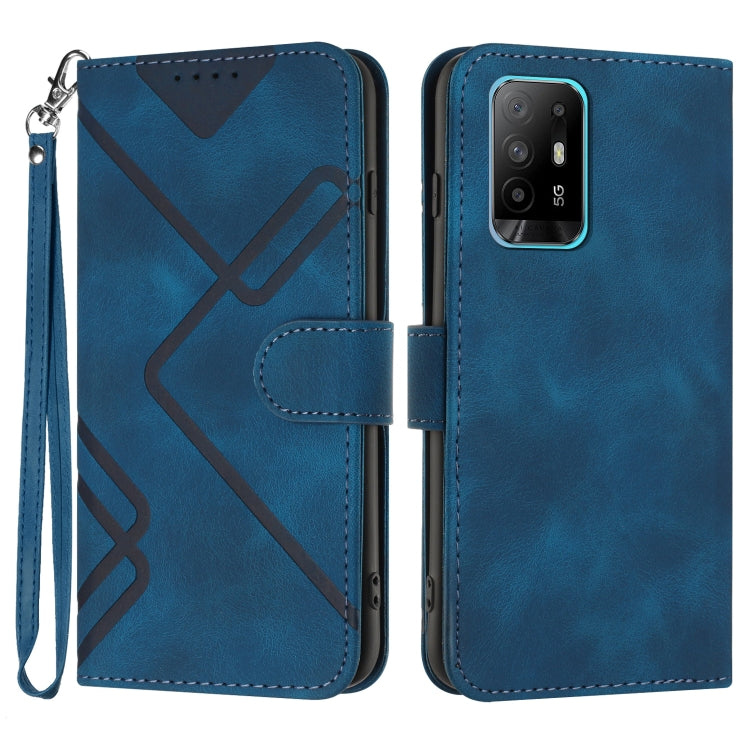 Custodia per cellulare in pelle con motivo a linea, For OPPO Reno8 5G, For OPPO A36 / A76 / A96 / K10 4G, For OPPO Reno6 Z 5G/Reno5 F/Reno5 Lite, For OPPO A16