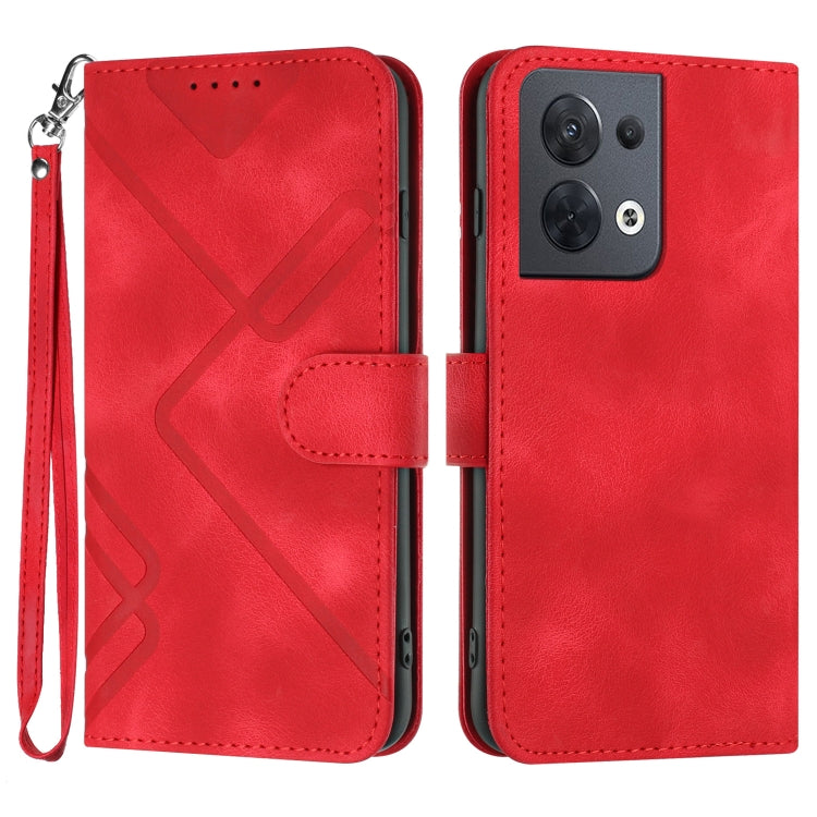 Custodia per cellulare in pelle con motivo a linea, For OPPO Reno8 5G, For OPPO A36 / A76 / A96 / K10 4G, For OPPO Reno6 Z 5G/Reno5 F/Reno5 Lite, For OPPO A16