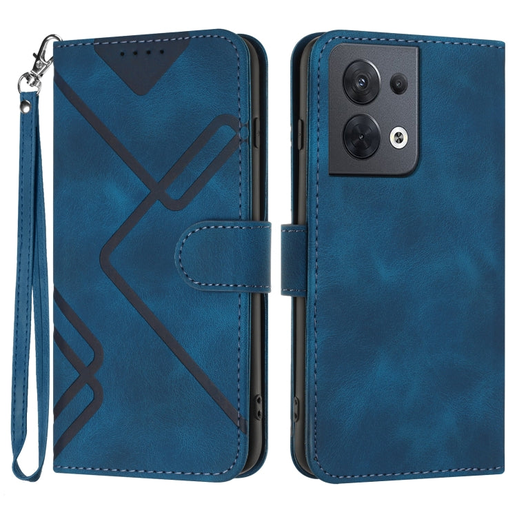 Custodia per cellulare in pelle con motivo a linea, For OPPO Reno8 5G, For OPPO A36 / A76 / A96 / K10 4G, For OPPO Reno6 Z 5G/Reno5 F/Reno5 Lite, For OPPO A16