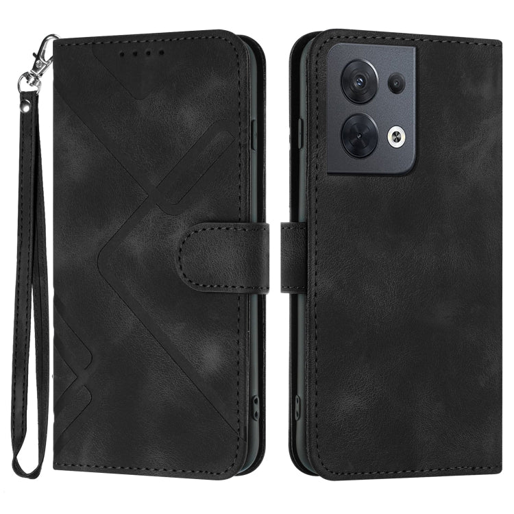 Custodia per cellulare in pelle con motivo a linea, For OPPO Reno8 5G, For OPPO A36 / A76 / A96 / K10 4G, For OPPO Reno6 Z 5G/Reno5 F/Reno5 Lite, For OPPO A16