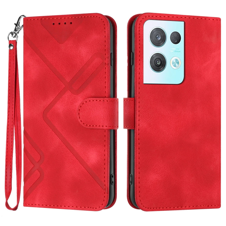 Custodia per cellulare in pelle con motivo a linea, For OPPO A57e 4G Global/A57s 4G Global, For OPPO A57s 4G/A77 5G/A57 5G, For OPPO A57 5G/A77 5G/A57 4G Global, For OPPO Reno8 Pro 5G/Reno8 Pro+ 5G