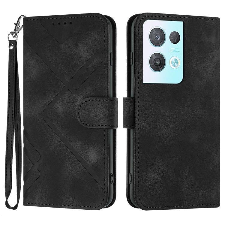 Custodia per cellulare in pelle con motivo a linea, For OPPO A57e 4G Global/A57s 4G Global, For OPPO A57s 4G/A77 5G/A57 5G, For OPPO A57 5G/A77 5G/A57 4G Global, For OPPO Reno8 Pro 5G/Reno8 Pro+ 5G
