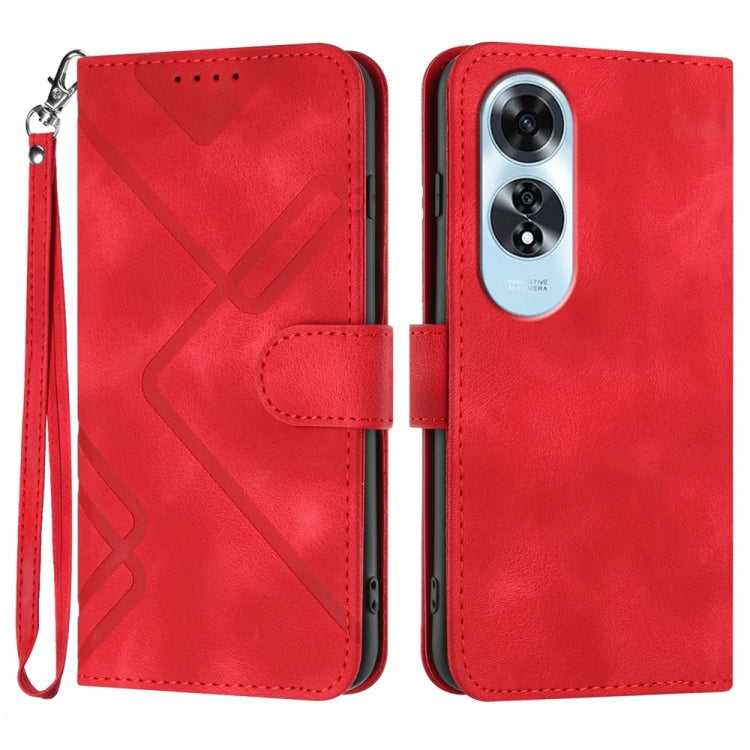 Custodia per cellulare in pelle con motivo a linea, For OPPO A60, For OPPO Reno11 F / F25 Pro, For OPPO A38 /  A18, For OPPO Find X8 Pro