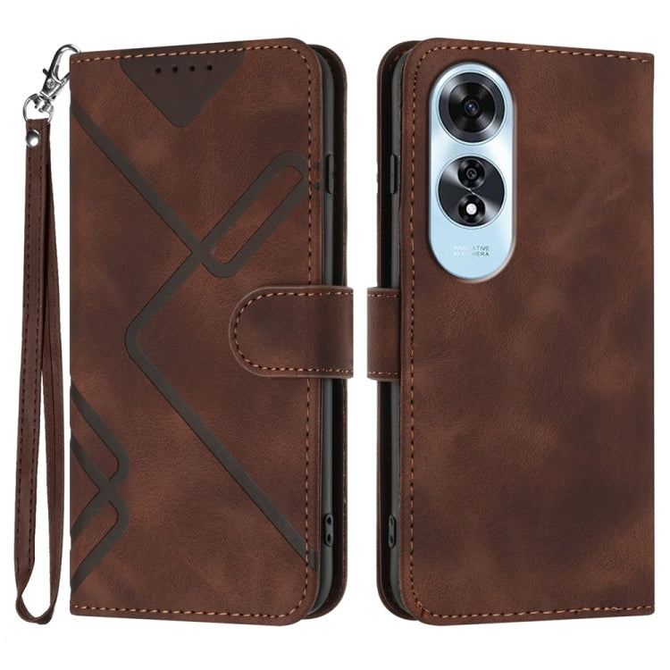 Custodia per cellulare in pelle con motivo a linea, For OPPO A60, For OPPO Reno11 F / F25 Pro, For OPPO A38 /  A18, For OPPO Find X8 Pro