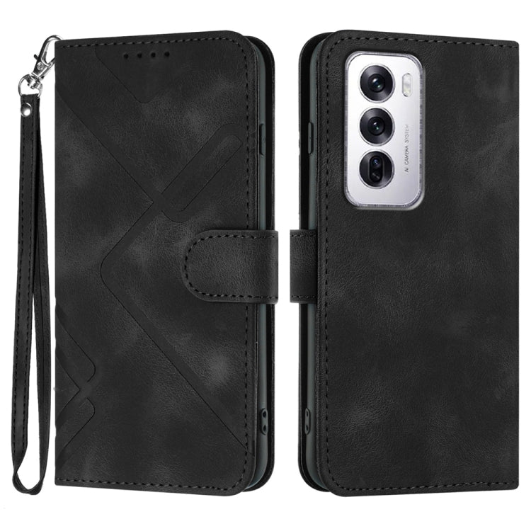 Custodia per cellulare in pelle con motivo a linea, For OPPO A5 Pro 5G, For OPPO Reno13 F 4G / 5G, For OPPO Find X8, For OPPO Reno12 Global