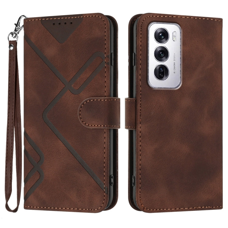 Custodia per cellulare in pelle con motivo a linea, For OPPO A5 Pro 5G, For OPPO Reno13 F 4G / 5G, For OPPO Find X8, For OPPO Reno12 Global