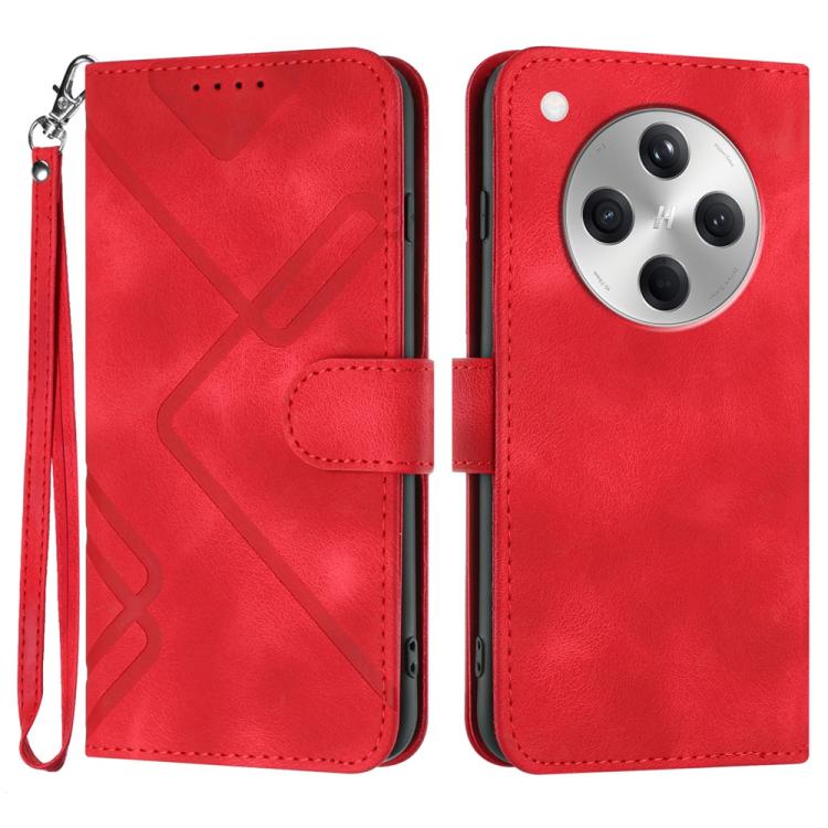 Custodia per cellulare in pelle con motivo a linea, For OPPO A5 Pro 5G, For OPPO Reno13 F 4G / 5G, For OPPO Find X8, For OPPO Reno12 Global