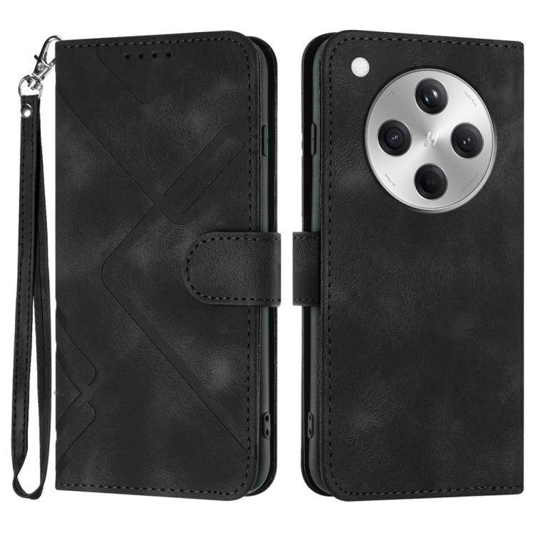 Custodia per cellulare in pelle con motivo a linea, For OPPO A5 Pro 5G, For OPPO Reno13 F 4G / 5G, For OPPO Find X8, For OPPO Reno12 Global