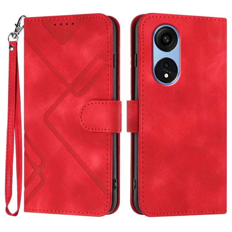 Custodia per cellulare in pelle con motivo a linea, For OPPO A1 Pro / Reno8 T 5G Global, For OPPO A77 4G Global, For OPPO A98 5G, For OPPO A17