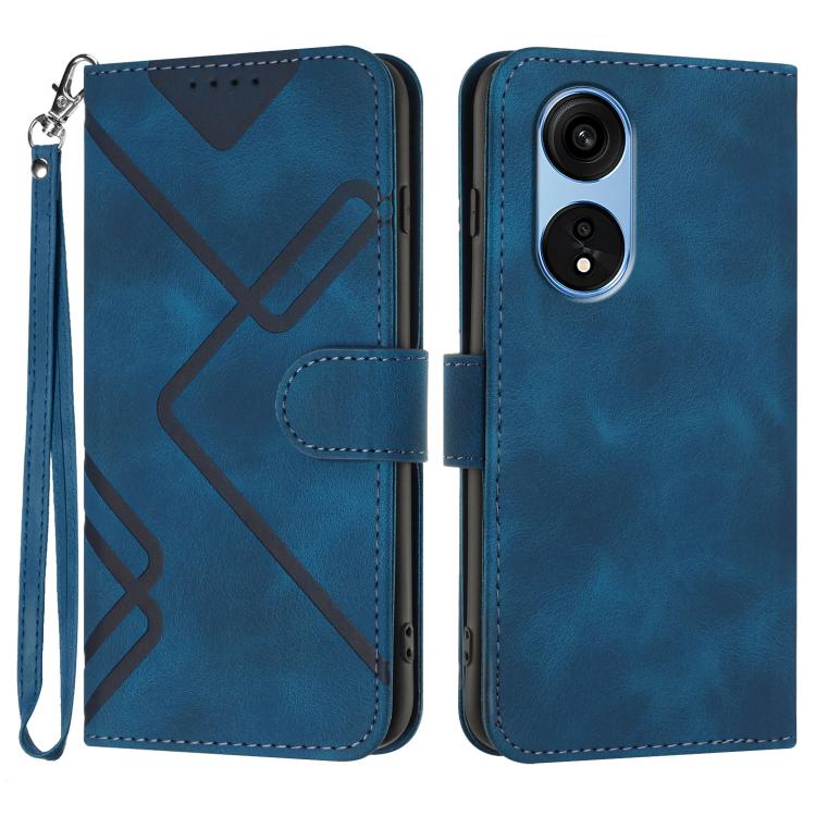 Custodia per cellulare in pelle con motivo a linea, For OPPO A1 Pro / Reno8 T 5G Global, For OPPO A77 4G Global, For OPPO A98 5G, For OPPO A17