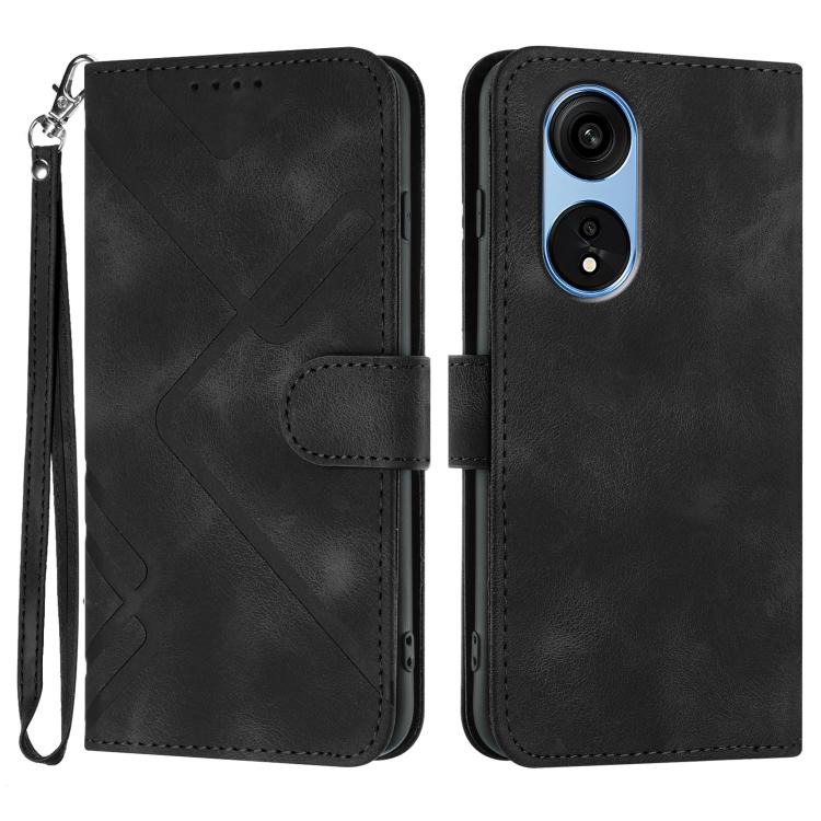 Custodia per cellulare in pelle con motivo a linea, For OPPO A1 Pro / Reno8 T 5G Global, For OPPO A77 4G Global, For OPPO A98 5G, For OPPO A17