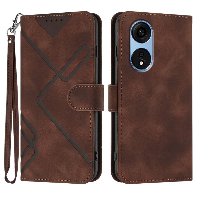 Custodia per cellulare in pelle con motivo a linea, For OPPO A1 Pro / Reno8 T 5G Global, For OPPO A77 4G Global, For OPPO A98 5G, For OPPO A17
