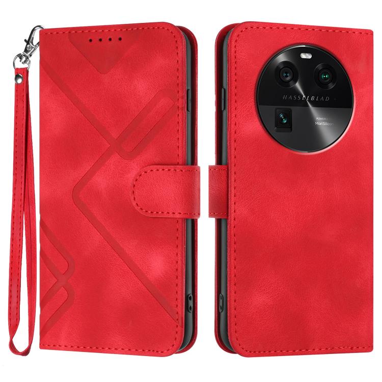 Custodia per cellulare in pelle con motivo a linea, For OPPO A78 5G / A1x, For OPPO Reno8 T 4G, For OPPO Find X6 Pro, For OPPO Find X6