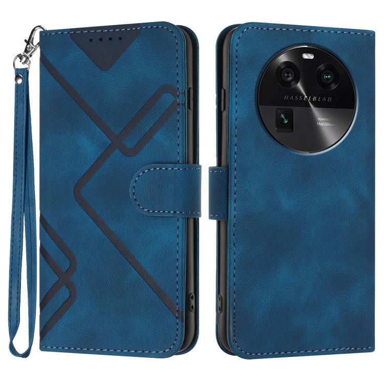 Custodia per cellulare in pelle con motivo a linea, For OPPO A78 5G / A1x, For OPPO Reno8 T 4G, For OPPO Find X6 Pro, For OPPO Find X6