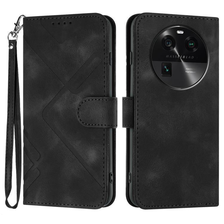 Custodia per cellulare in pelle con motivo a linea, For OPPO A78 5G / A1x, For OPPO Reno8 T 4G, For OPPO Find X6 Pro, For OPPO Find X6
