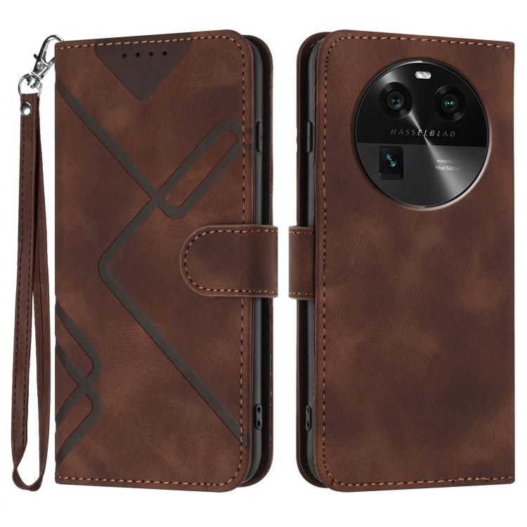Custodia per cellulare in pelle con motivo a linea, For OPPO A78 5G / A1x, For OPPO Reno8 T 4G, For OPPO Find X6 Pro, For OPPO Find X6