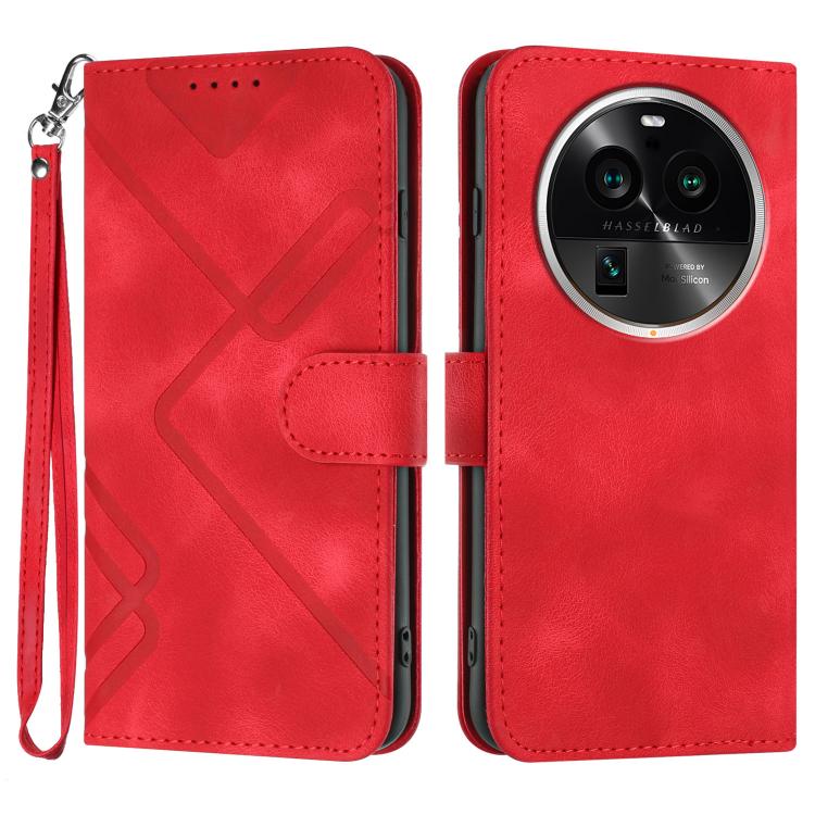 Custodia per cellulare in pelle con motivo a linea, For OPPO A78 5G / A1x, For OPPO Reno8 T 4G, For OPPO Find X6 Pro, For OPPO Find X6