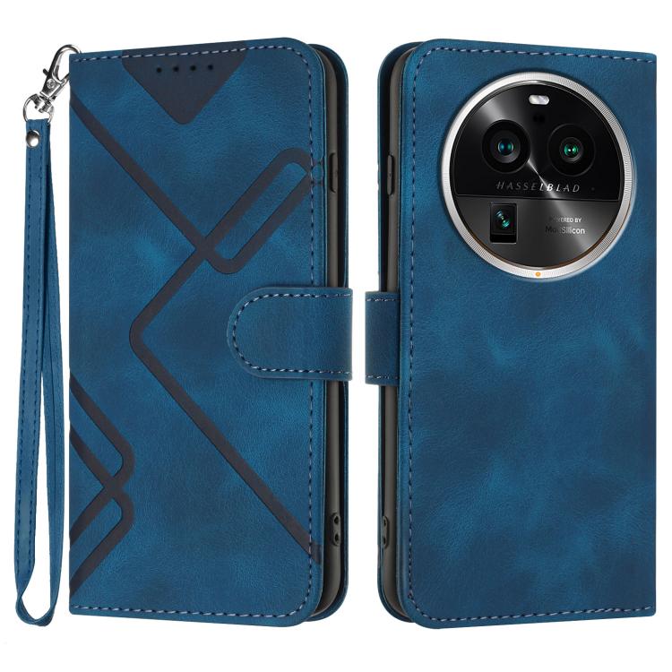 Custodia per cellulare in pelle con motivo a linea, For OPPO A78 5G / A1x, For OPPO Reno8 T 4G, For OPPO Find X6 Pro, For OPPO Find X6