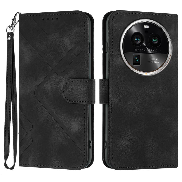 Custodia per cellulare in pelle con motivo a linea, For OPPO A78 5G / A1x, For OPPO Reno8 T 4G, For OPPO Find X6 Pro, For OPPO Find X6