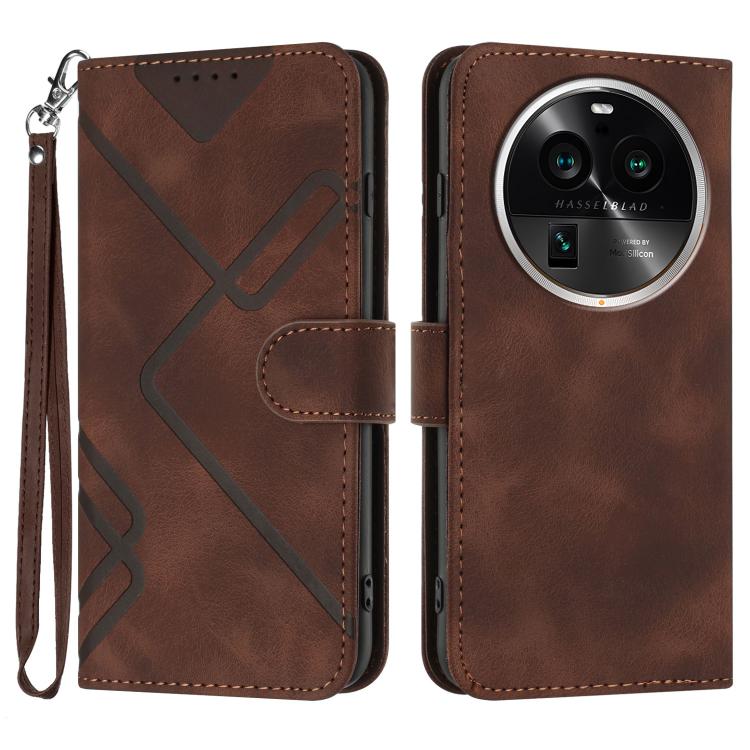Custodia per cellulare in pelle con motivo a linea, For OPPO A78 5G / A1x, For OPPO Reno8 T 4G, For OPPO Find X6 Pro, For OPPO Find X6