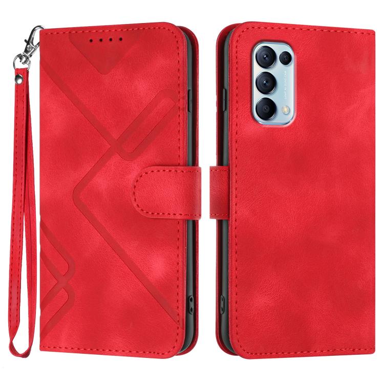 Custodia per cellulare in pelle con motivo a linea, For OPPO A74 5G/A93 5G/A54 5G, For OPPO Reno5 4G / 5G / Find X3 Lite, For OPPO A15 / A15s, For OPPO A53s / A32 / A53